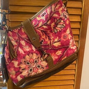 Myra Bag Pink and Brown Floral Shoulder Bag